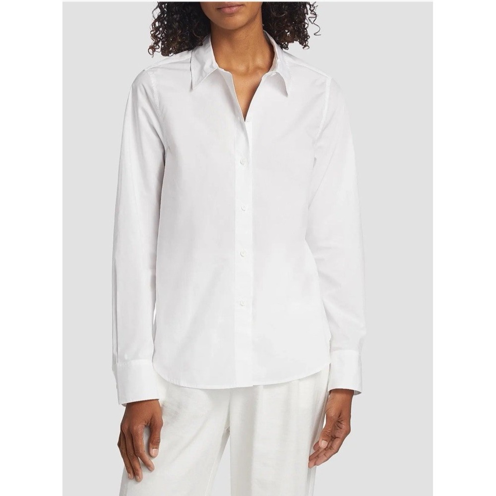 Jenni Kayne White Cotton Button Down Shirt Women's S Minimalist Quiet Luxury